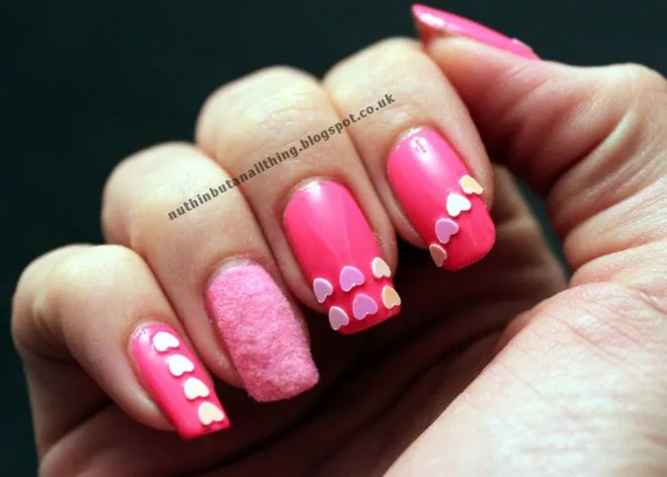 Pink Velvet Valentines Nails