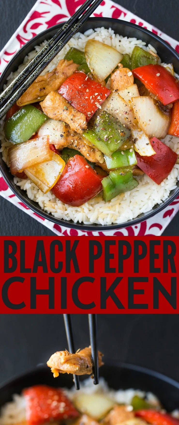 A Chinese food restaurant classic, this Black Pepper Chicken recipe is super easy to make at home. It's a flavourful asian-inspired dish the whole family can enjoy!
