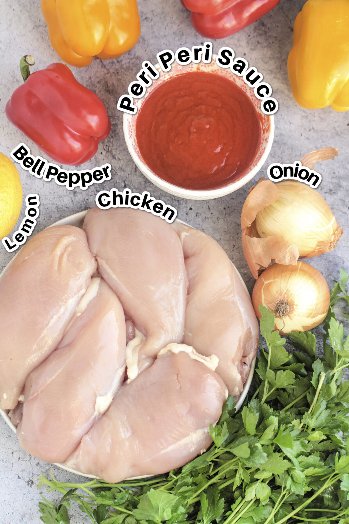 Ingredients for Peri Peri Chicken Breasts.