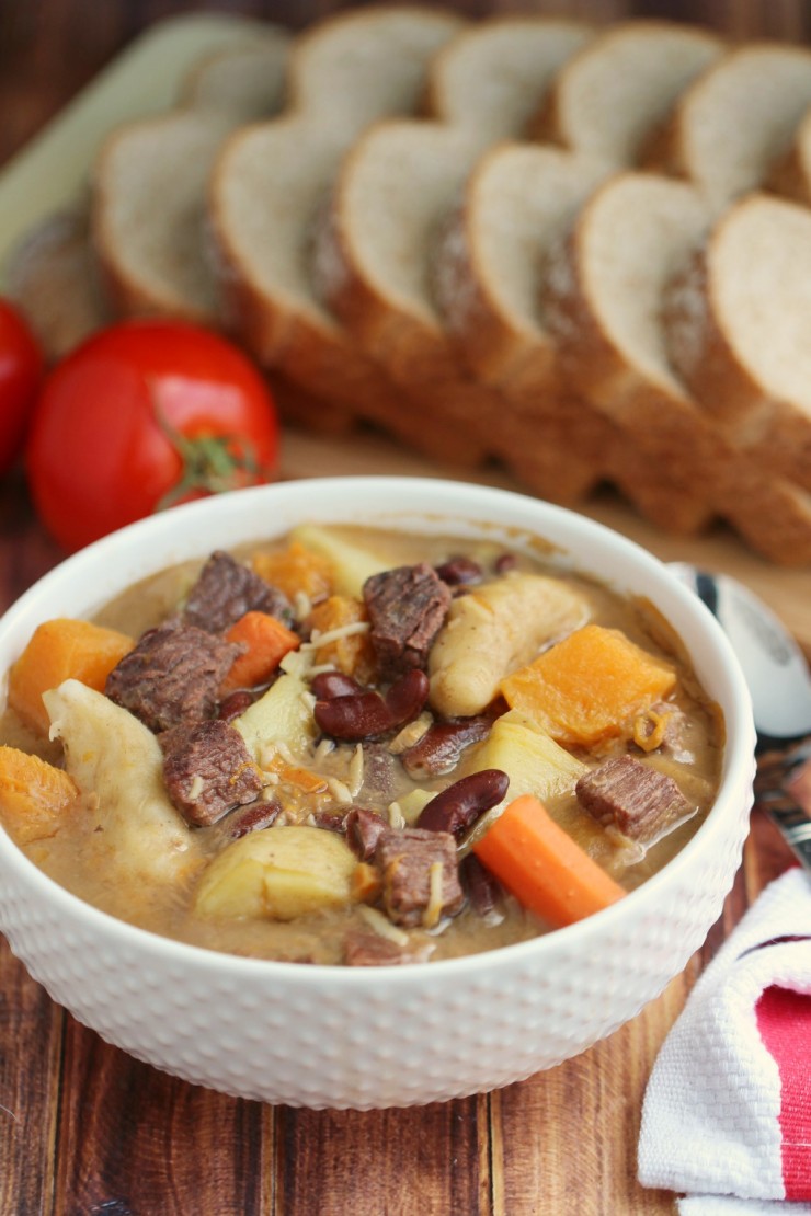 This Jamaican Pumpkin Beef Soup is filled with dumplings, Jamaican Pumpkin & Beef. Perfect for a delicious and filling family dinner!