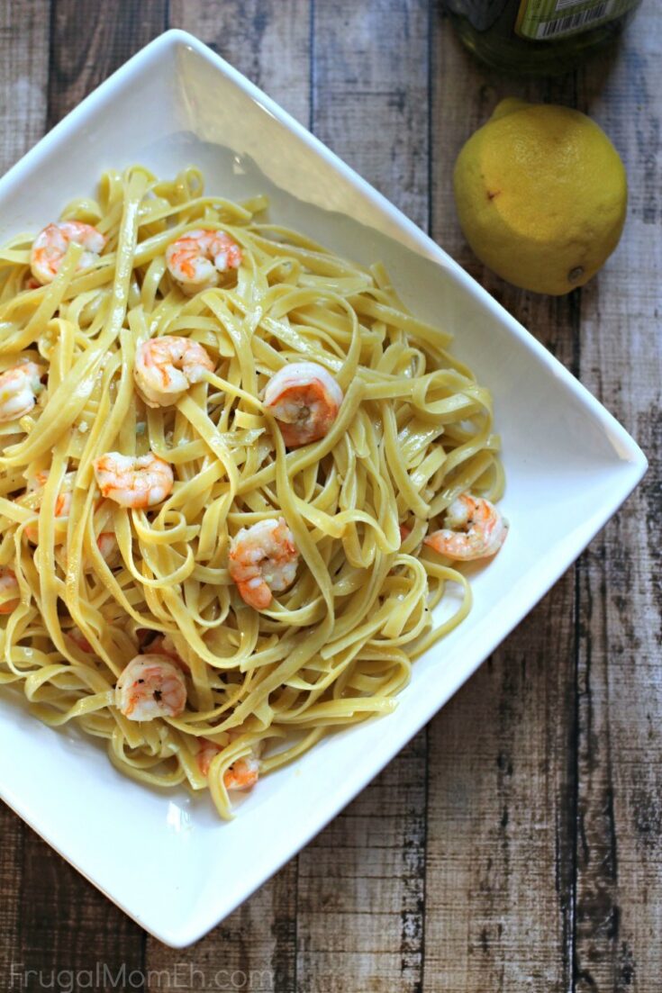 Garlic Lemon Pasta with Roasted Shrimp