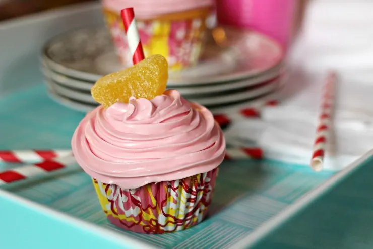 Aren't these Pink Lemonade Cupcakes super cute? This recipe makes a luscious lemon flavoured cupcake.