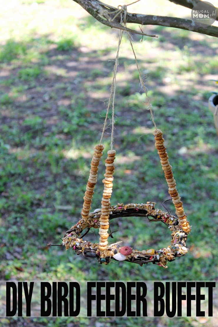 This DIY Bird Feeder Buffet is a perfect kids craft for the summer or winter.  Just watch the birds flock and feast on the "buffet"!