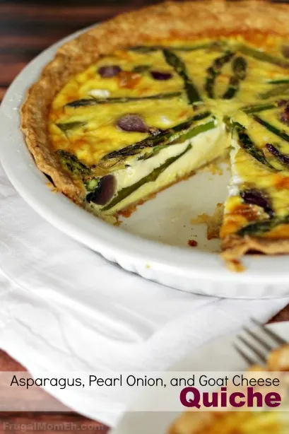 Asparagus, Goat Cheese and Pearl Onion Quiche for a fresh Spring inspired family dinner!