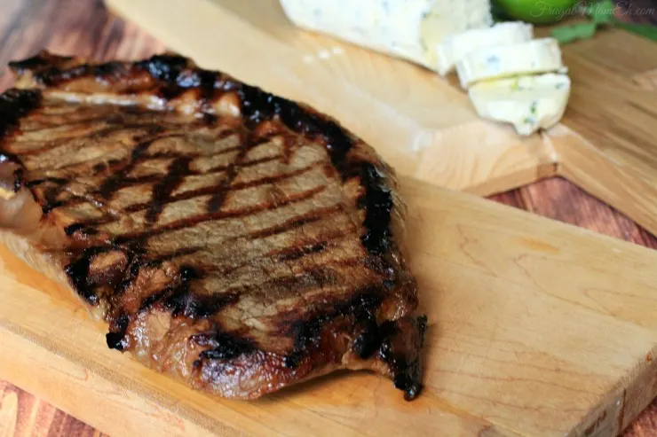 Beer Marinated Grilled Steak with a Cilantro-Lime Compound Butter
