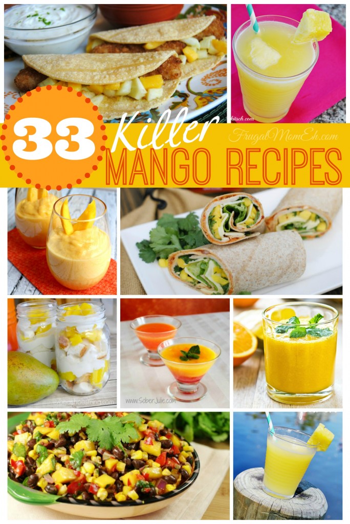 These 33 Mango Recipes full of juicy, sweet mangoes. These recipes are healthy and flavourful - mangoes are perfect in beverages, salads, main dishes and more!