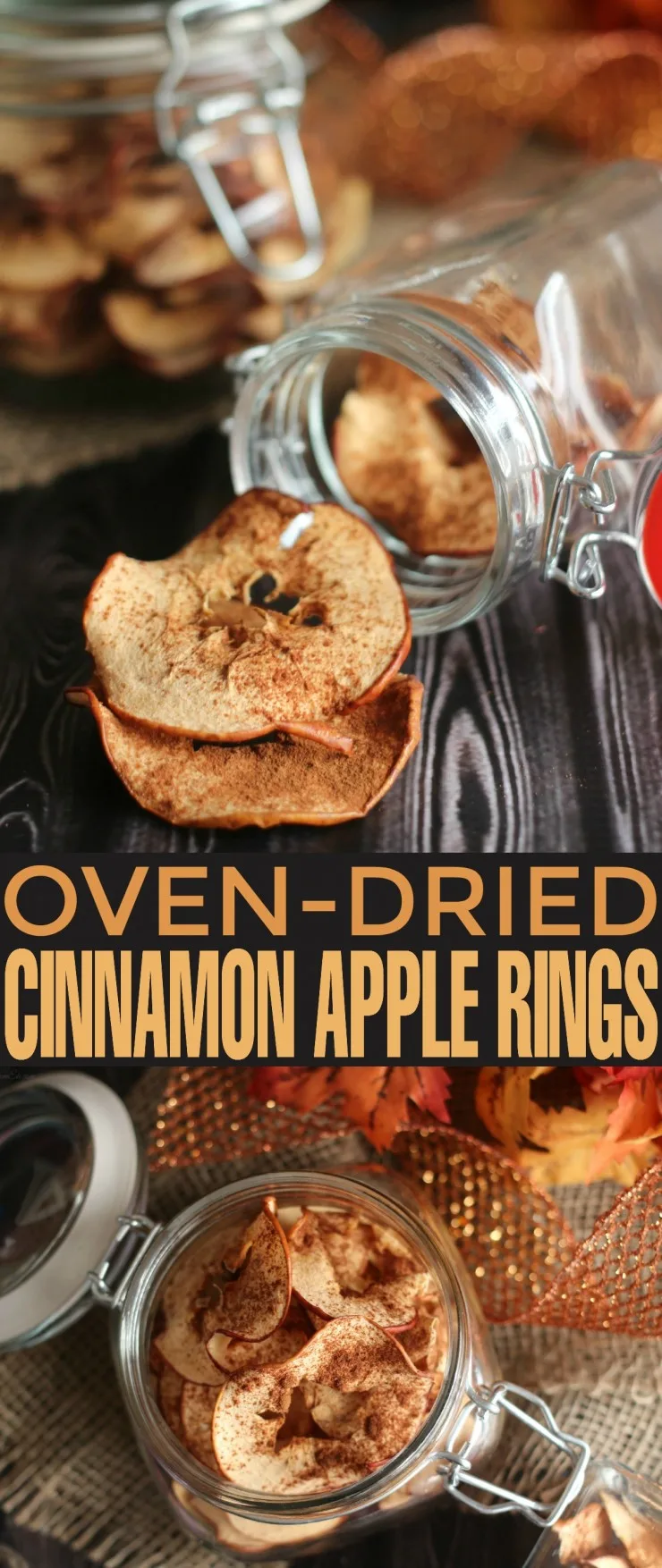 Homemade Oven-Dried Cinnamon Apple Rings. A delicious, healthy and easy to make snack with all those autumn apples!