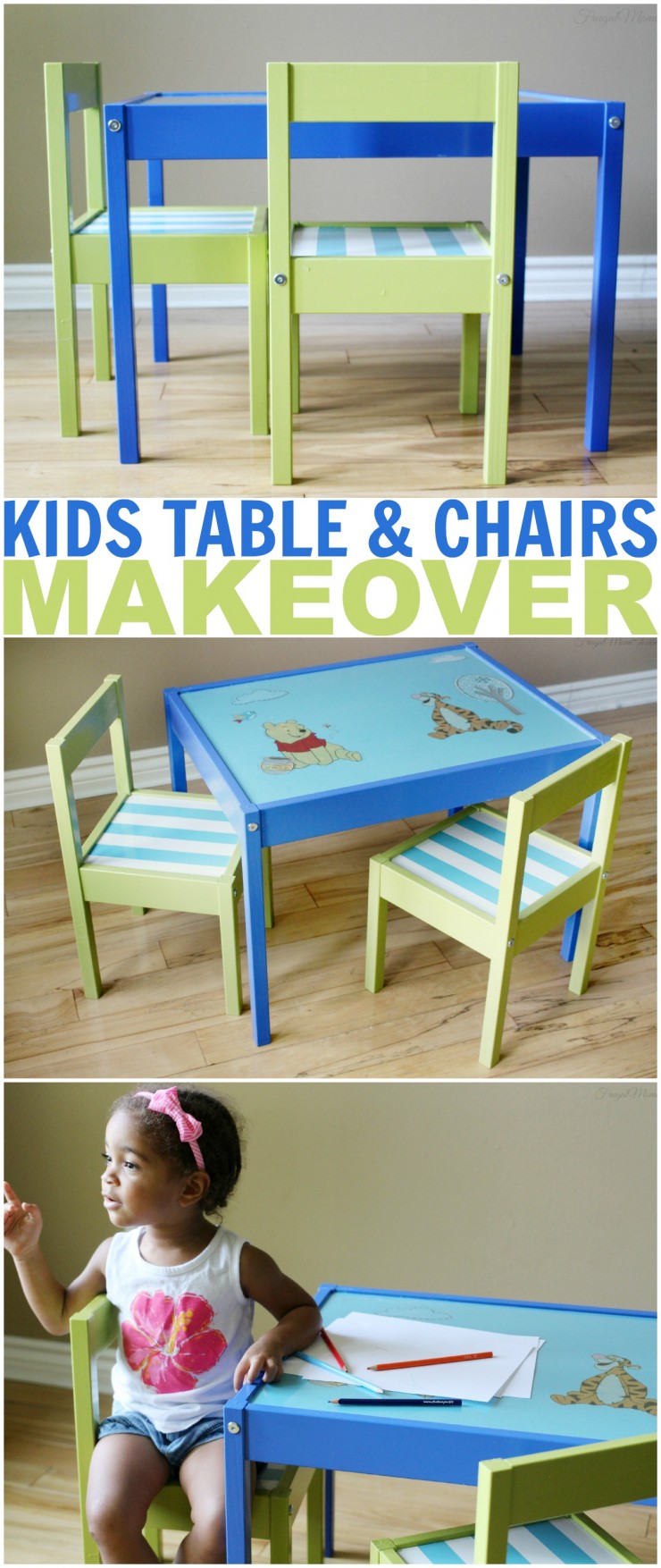 Kids Table and Chairs Makeover - LÄTT Children's table and 2 chairs get an awesome diy custom makeover with BEHR paint.