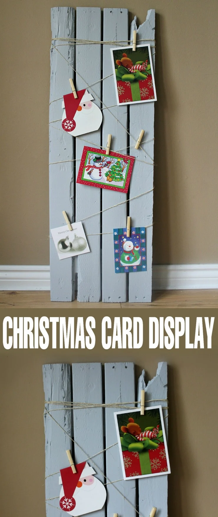 This DIY Christmas Card Display is a great decor idea to help organize your Christmas Cards. Super easy to follow tutorial!