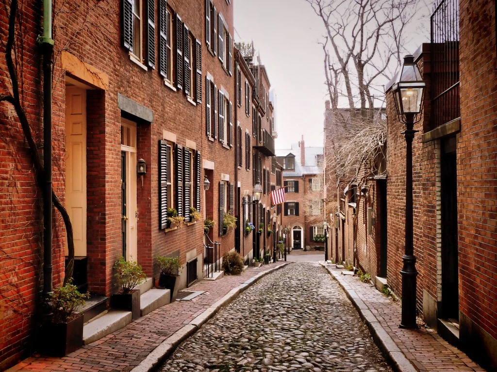 Acorn Street in Boston's historic Beacon Hill neighborhood