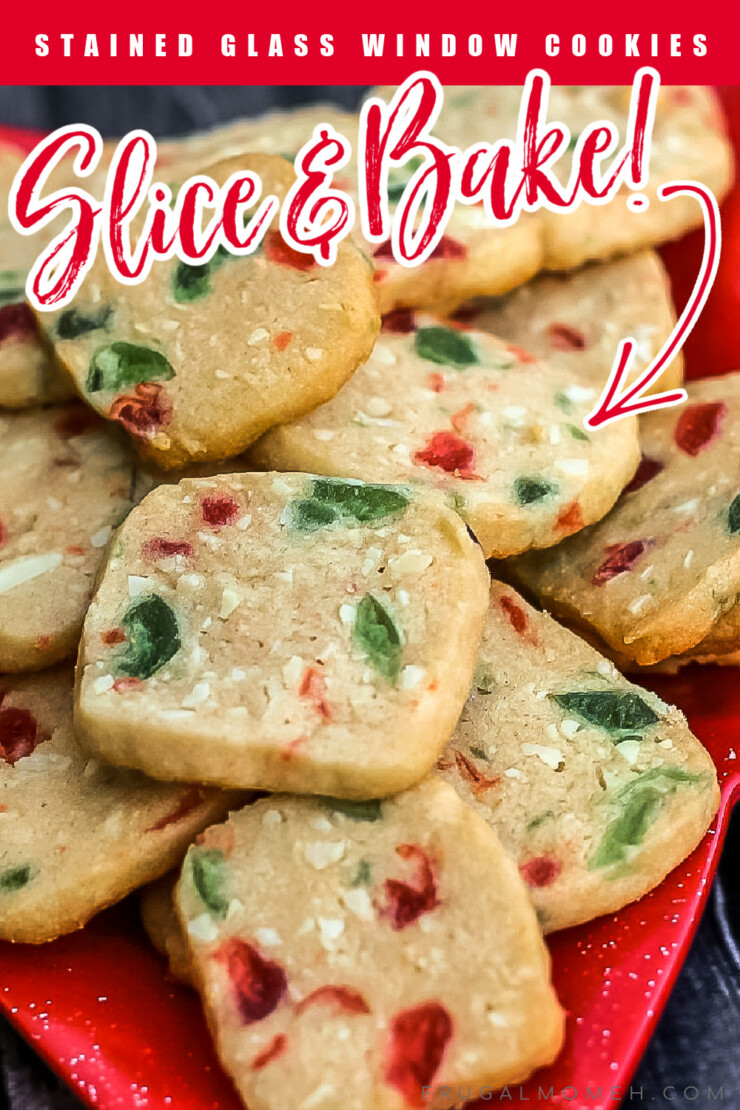 These Stained Glass Window Shortbread Cookies are a classic Christmas Cookie Recipe featuring candied cherries and ground almonds. Make the dough ahead then slice and bake when ready!