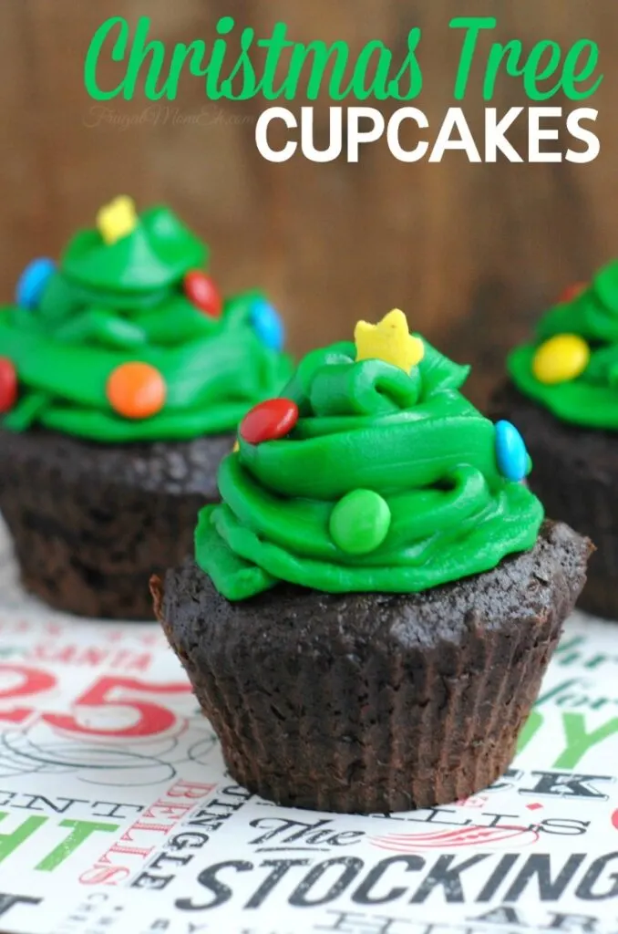 These Christmas Tree Cupcakes are a great Christmas party idea that will have your guests asking for the recipe!
