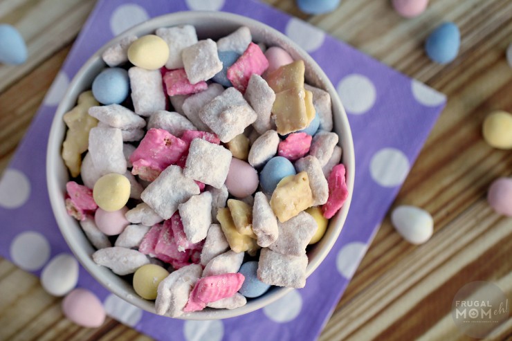 These Easter Muddy Buddies are a fun seasonal twist on a classic treat. Perfect for a snack or dessert, this will quickly become one of your favourite puppy chow recipes!
