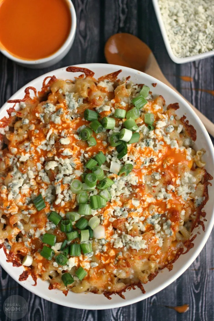 This incredible recipe for Buffalo Chicken Mac 'n Cheese is a gourmet macaroni and cheese filled with 3 different types of artisan cheese!