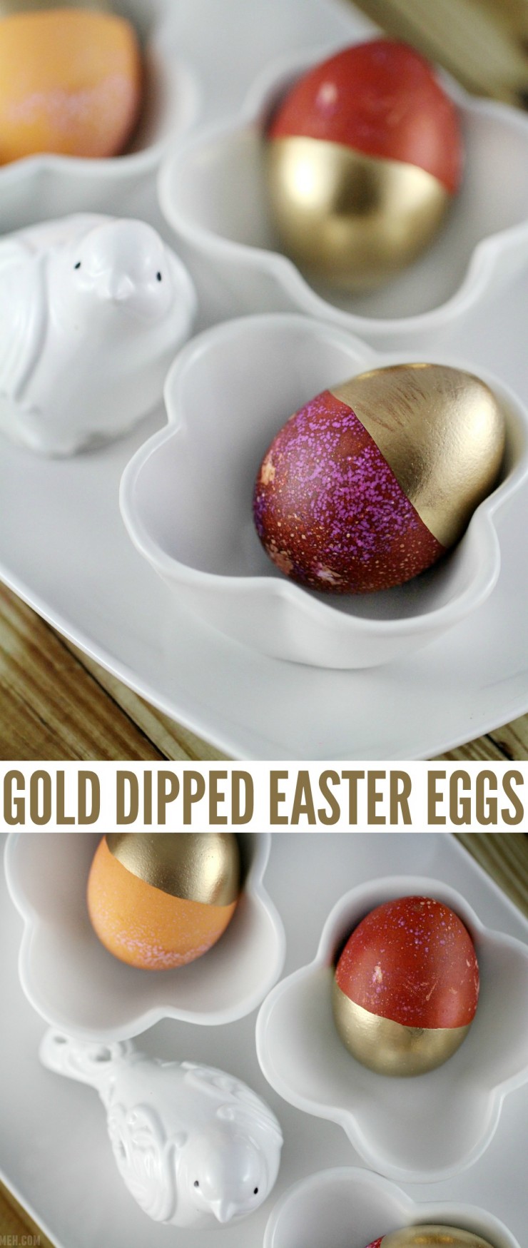 Gold Dipped Easter Eggs are an easy way to create a chic and modern look with your Easter Home Decor.