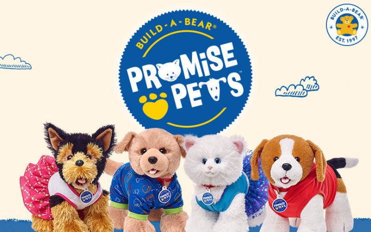 Build-A-Bear has launched its newest product line - Promise Pets - the company's most realistic pet plush collection to date. The Promise Pets line features a complementary mobile app families can download on the iTunes App Store or the Google Play Store. The Promise Pets app brings the experience of pet care to life, teaching children about animal care through an interactive play experience. (PRNewsFoto/Build-A-Bear)