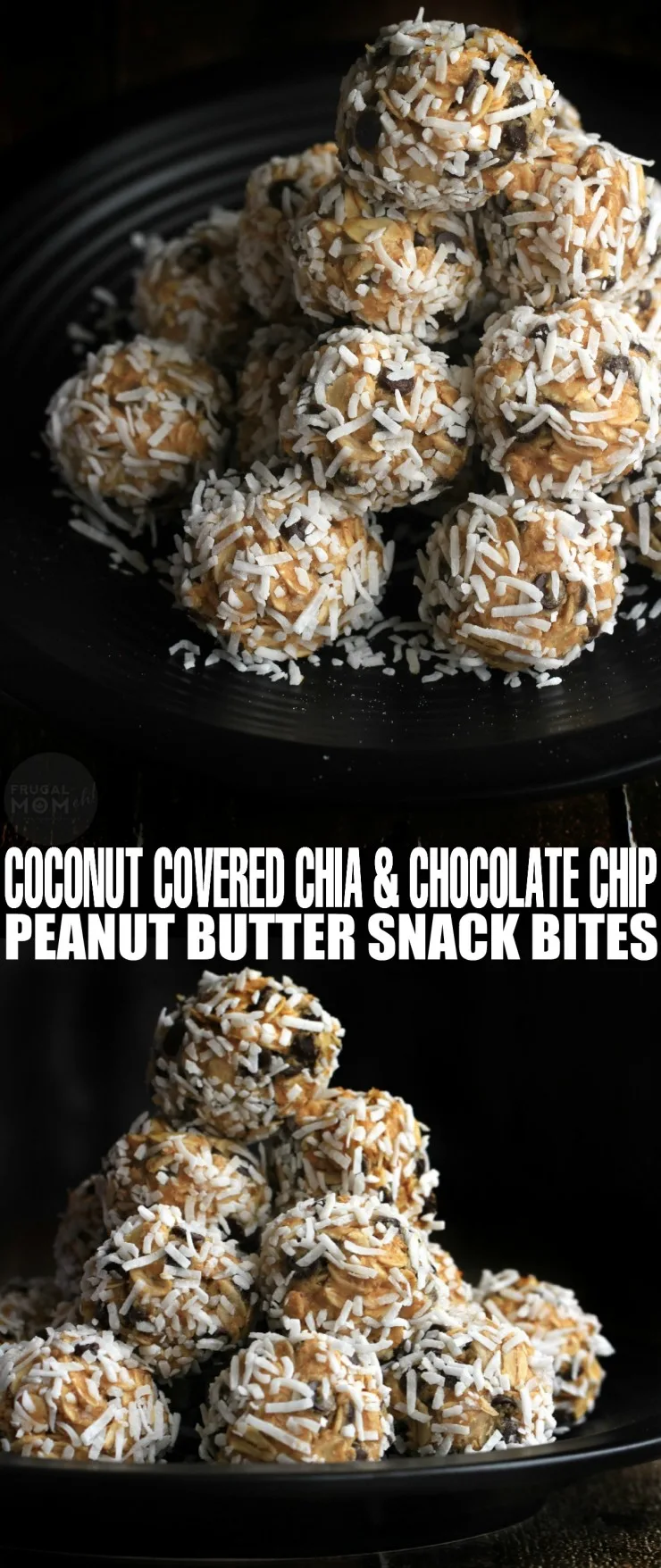 Coconut Covered Chia & Chocolate Chip Peanut Butter Snack Bites are a perfect no-bake energy bite recipe for the whole family!