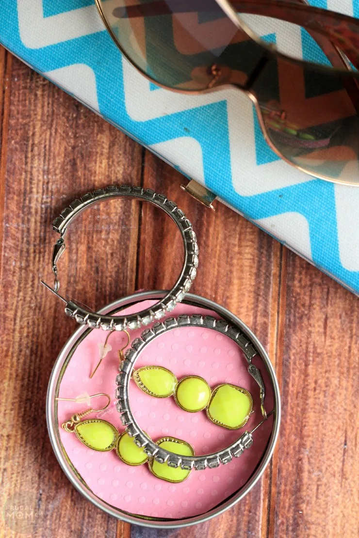This Easy Mason Jar Lid Jewelry Dish DIY is a fun craft for kids to make for a simple but useful mother's day gift.