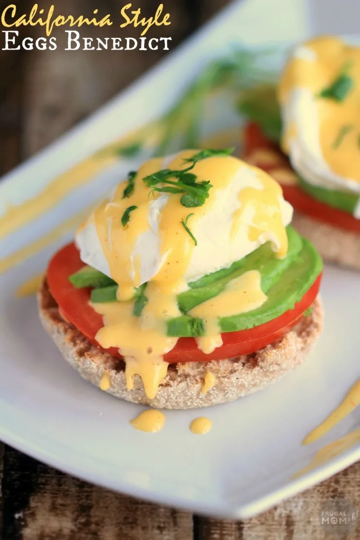 California Style Eggs Benedict made with a super easy blender hollandaise sauce that is foolproof! Perfect mothers day recipe!