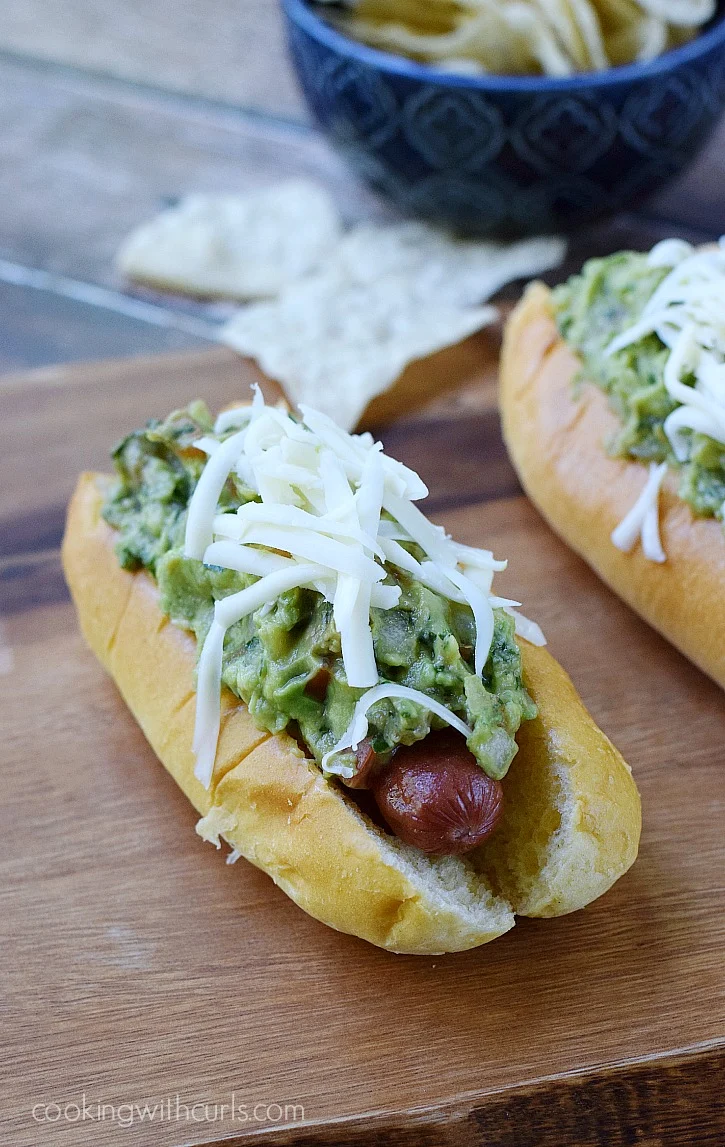 California-Dogs-all-beef-hot-dogs-wrapped-in-bacon-and-topped-with-guacamole-and-Monterey-Jack-cheese-cookingwithcurls.com_