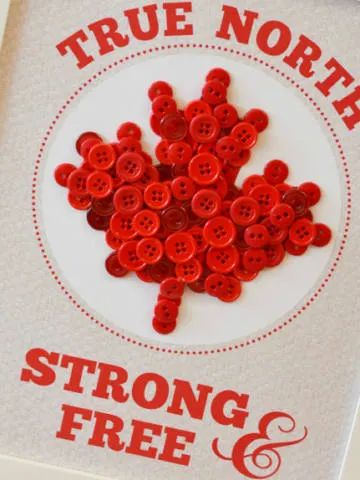 True North Strong & Free Button Art with Free Printable Template