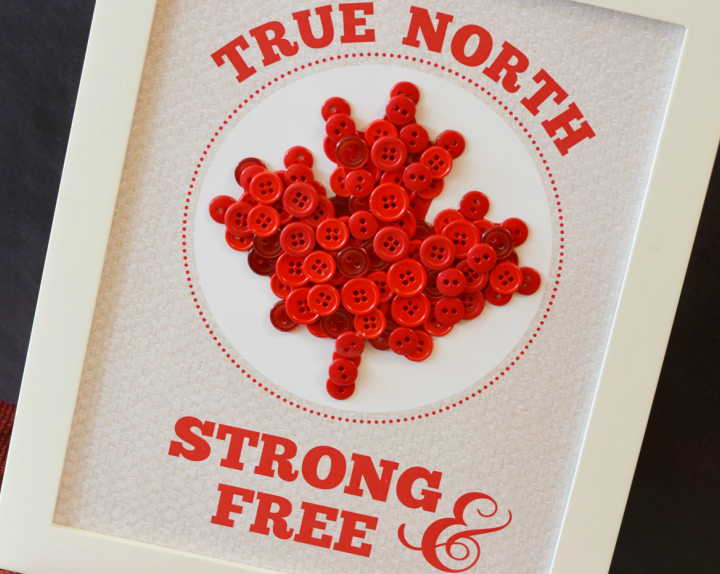 True North Strong & Free Button Art with Free Printable Template