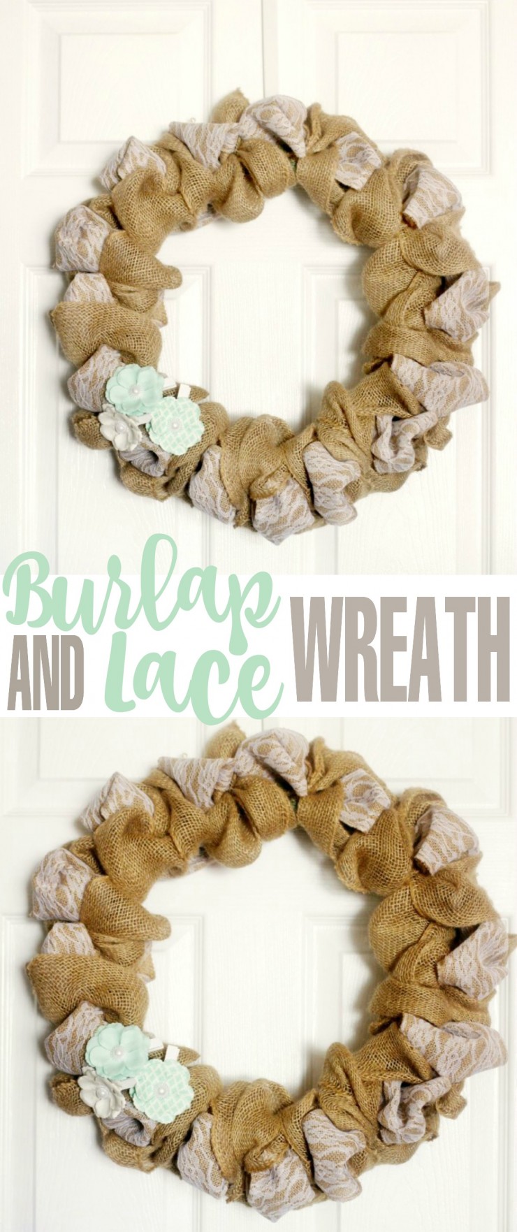 This Burlap & Lace Wreath is a super easy DIY project and is the perfect addition to shabby chic decor.