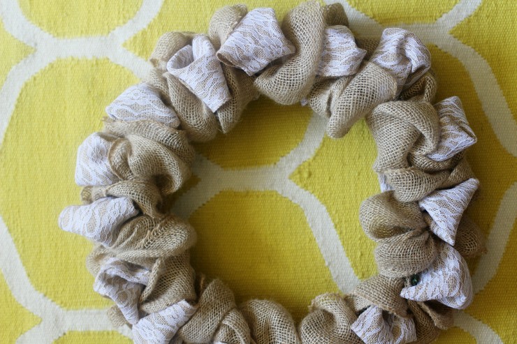 This Burlap & Lace Wreath is a super easy DIY project and is the perfect addition to shabby chic decor.