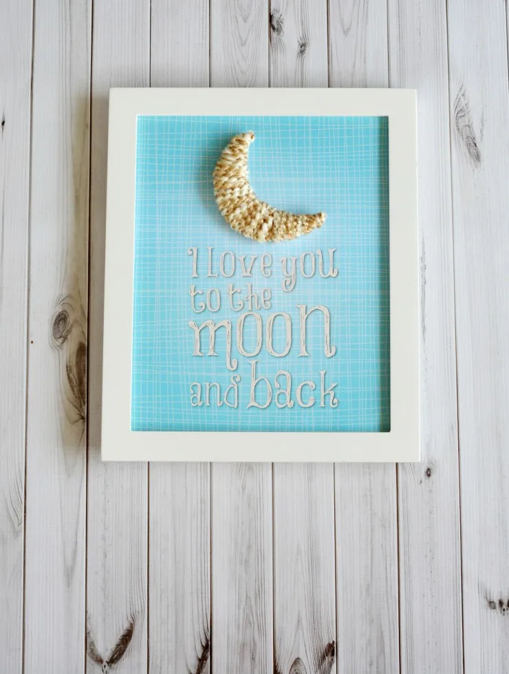 "Love You to the Moon" Nursery Decor Craft with Free Printable comes in both pink and blue for a baby girl or a baby boy!