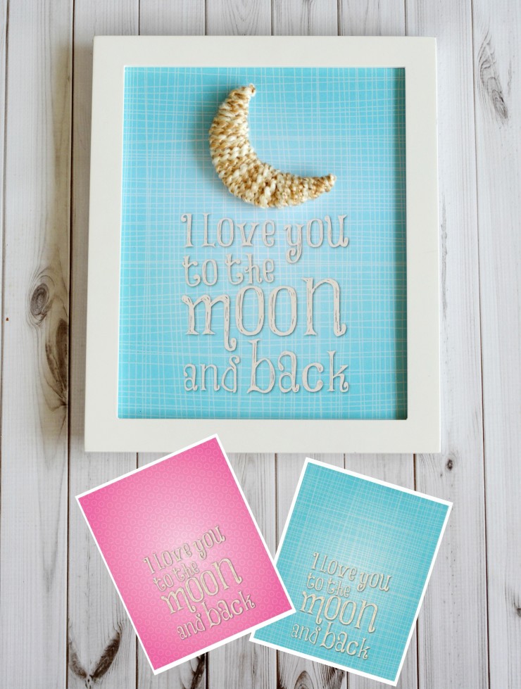 "Love You to the Moon" Nursery Decor Craft with Free Printable comes in both pink and blue for a baby girl or a baby boy!