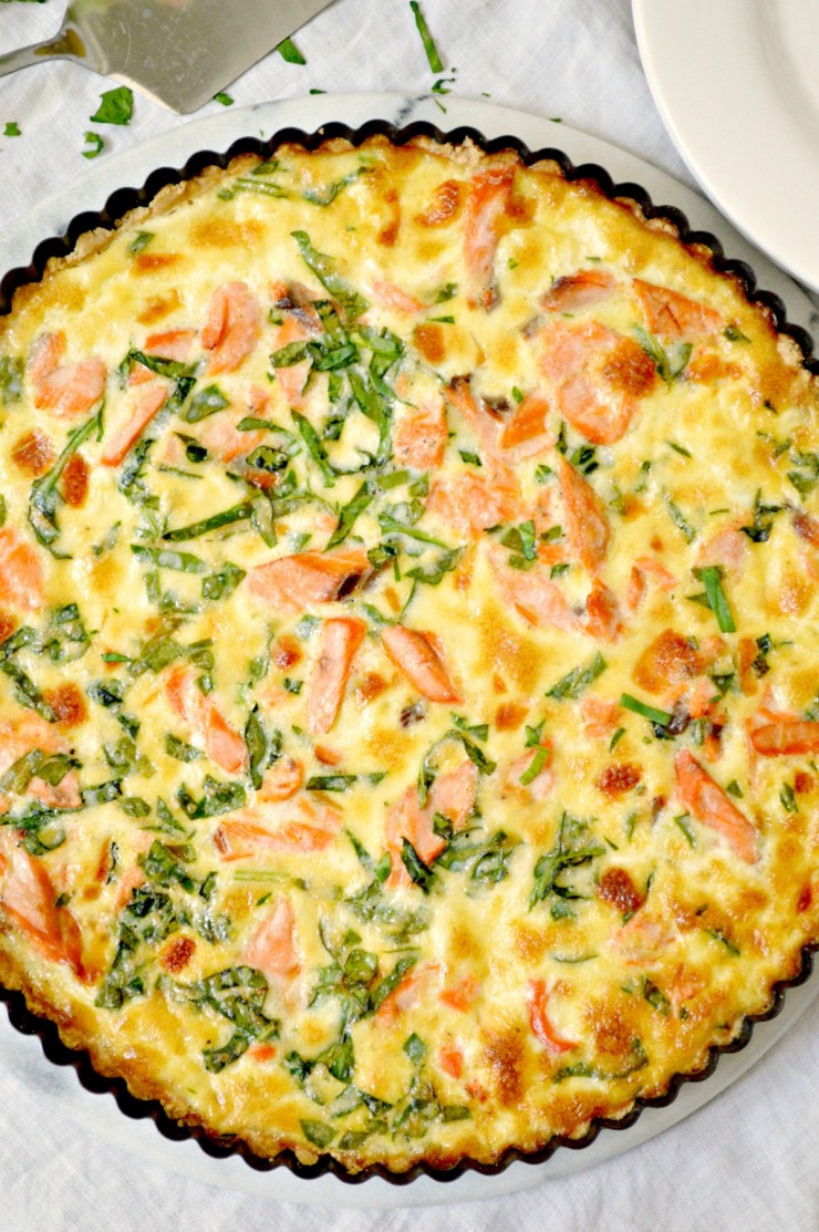 Use leftover salmon to create an entire meal with this Salmon Quiche Recipe!