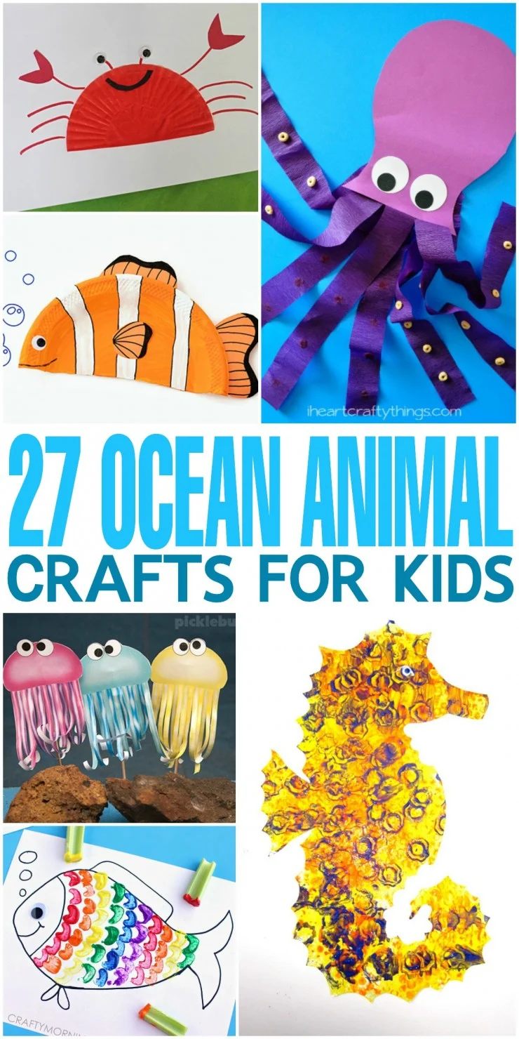 27 Ocean Animal Crafts for Kids to do at home to help them explore life under the sea.