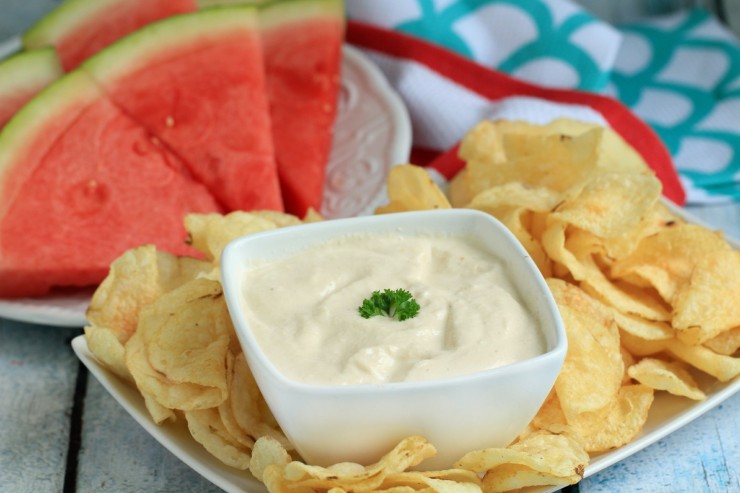 Pair this Smokey Onion Dip with chips or veggies as a perfect appetizer for your next summer barbecue!