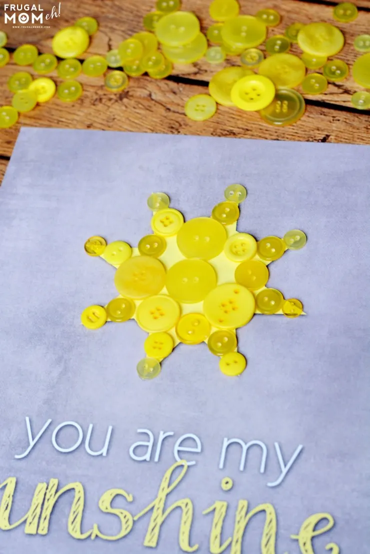 "You Are My Sunshine" Button Nursery Art with Free Printable Template!