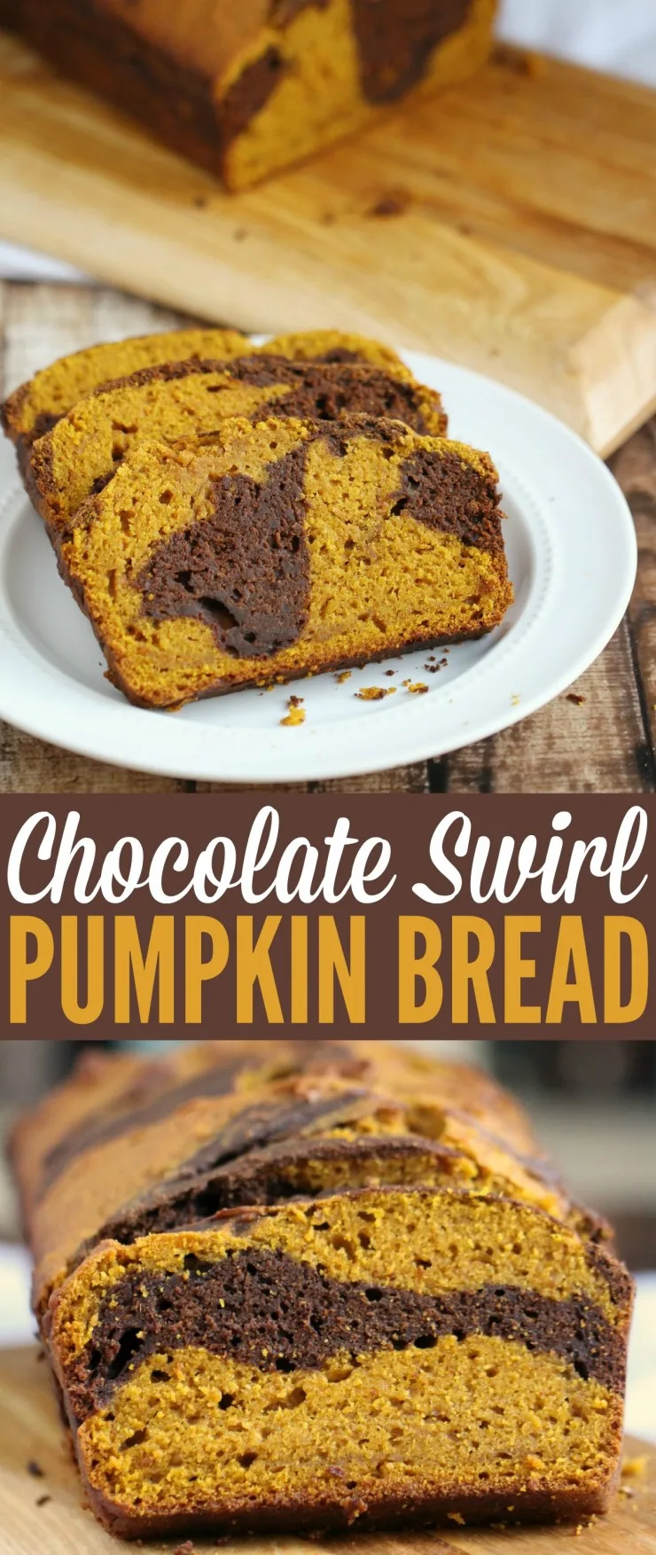  This Chocolate Swirl Pumpkin Bread is a wonderful fall dessert perfect for serving on Thanksgiving!