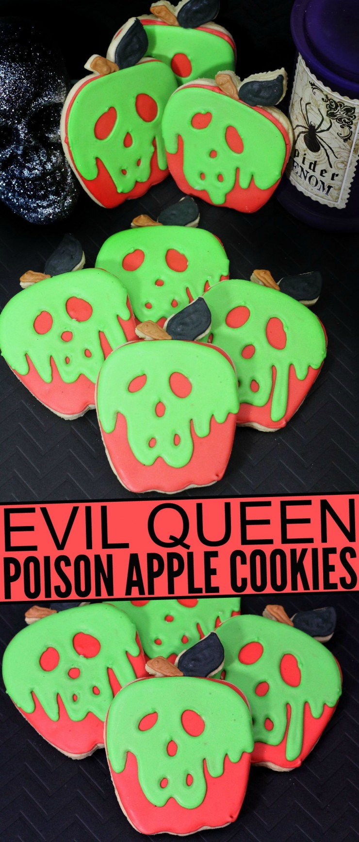 These Evil Queen Poison Apple Cookies are perfect for fans of Disney's Snow White and for Halloween too!