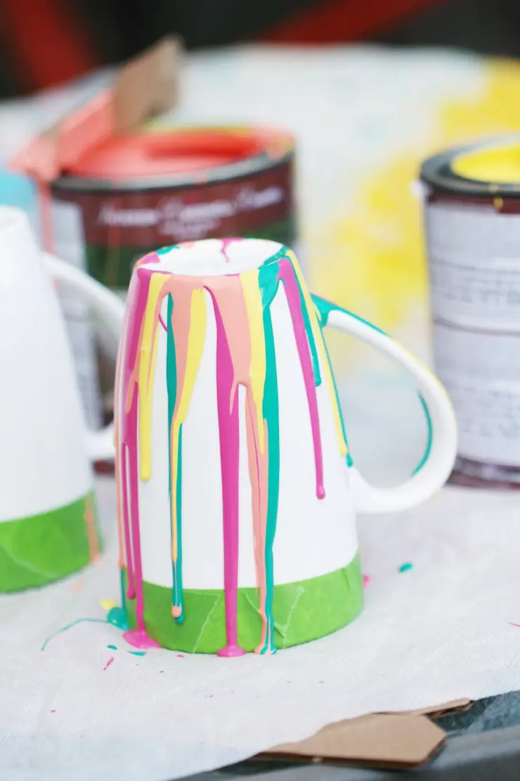 DIY Paint Drip Coffee Mugs inspired by the BEHR 2016 Color Trends