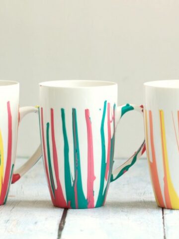 DIY Paint Drip Coffee Mugs