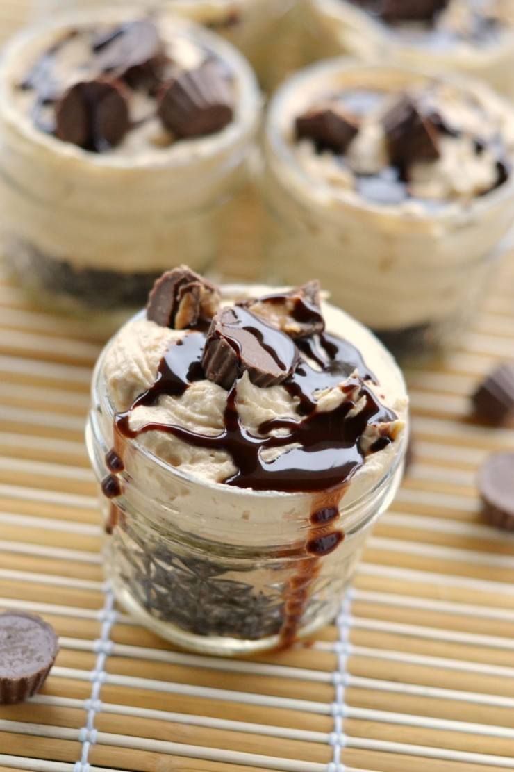 Individual Peanut Butter No-Bake Cheesecakes - a decadent dessert recipe worthy of serving guests.
