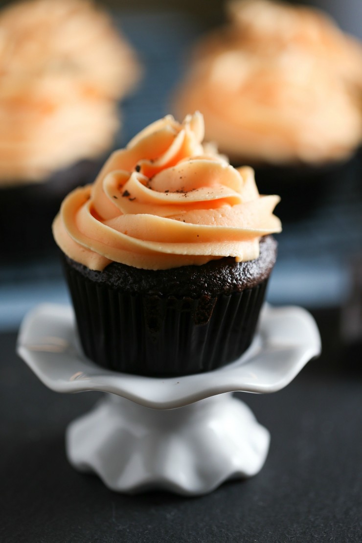 Chocolate Cupcakes with Orange Buttercream Frosting