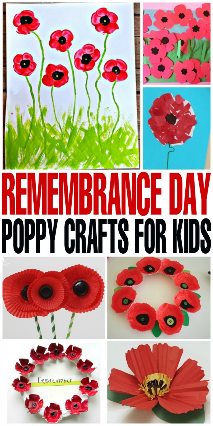 Teach your kids the importance of honouring and thanking the Canadian men and women of the past, future and present for their sacrifices and achievements with these fun Remembrance Day Poppy Crafts for kids.