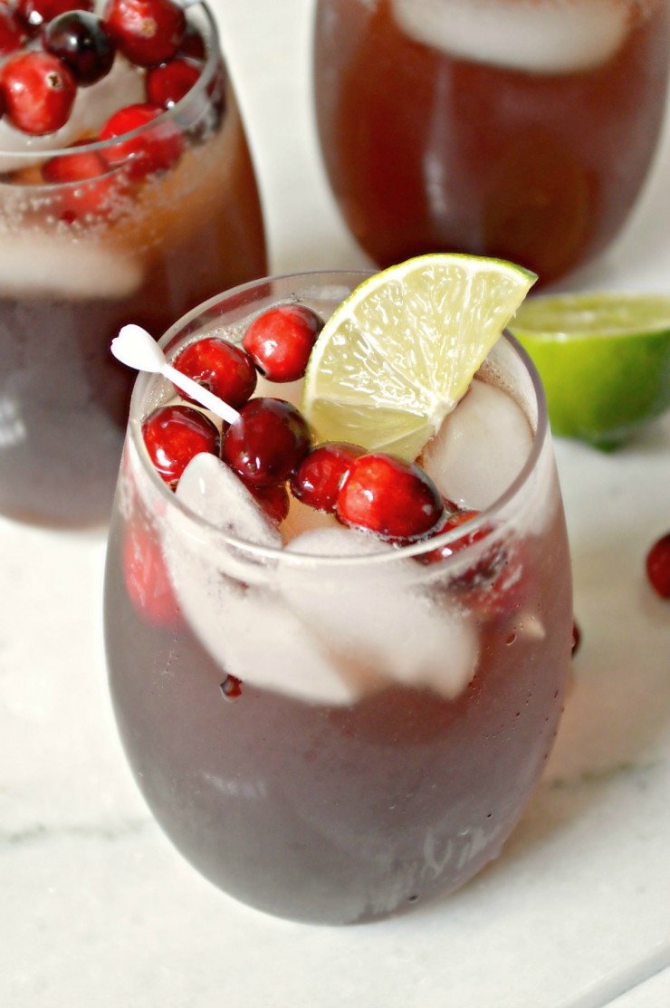 This Non-alcoholic Cranberry Spritzer is a great drink to serve over the holidays - whether at Thanksgiving Dinner, Family Christmas or even a kid friendly New Year Eve party!