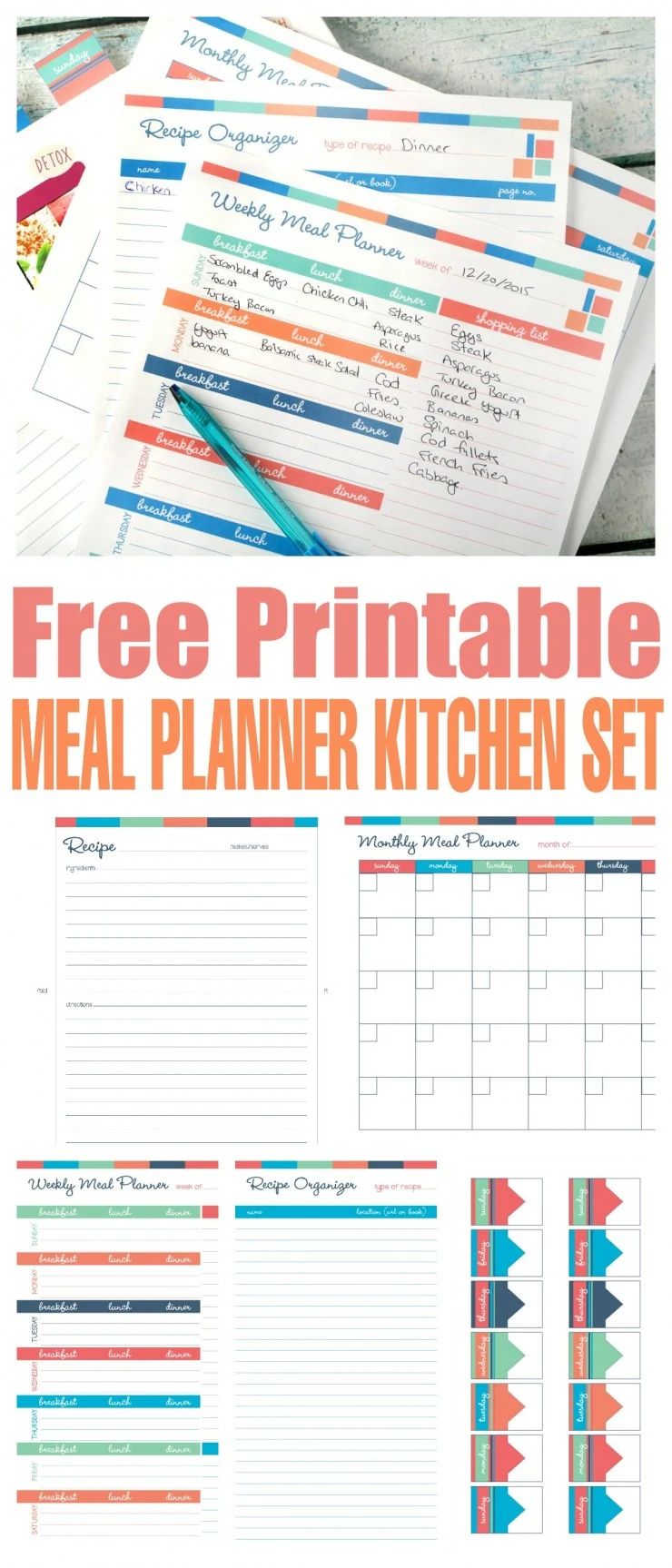 Free Printable Meal Planner Kitchen Set