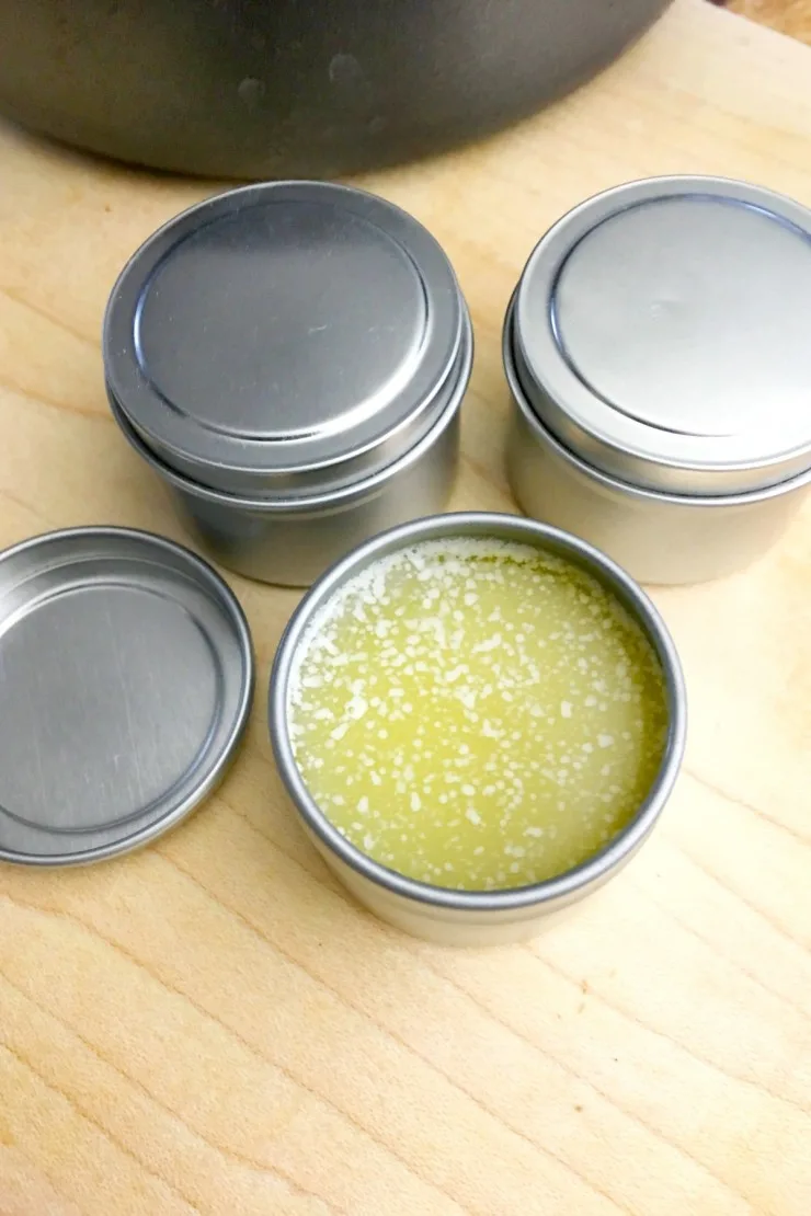 This DIY Peppermint Lip Balm is quick & easy and full of nourishing ingredients for healthy looking lips. This is a great homemade gift or diy stocking stuffer!