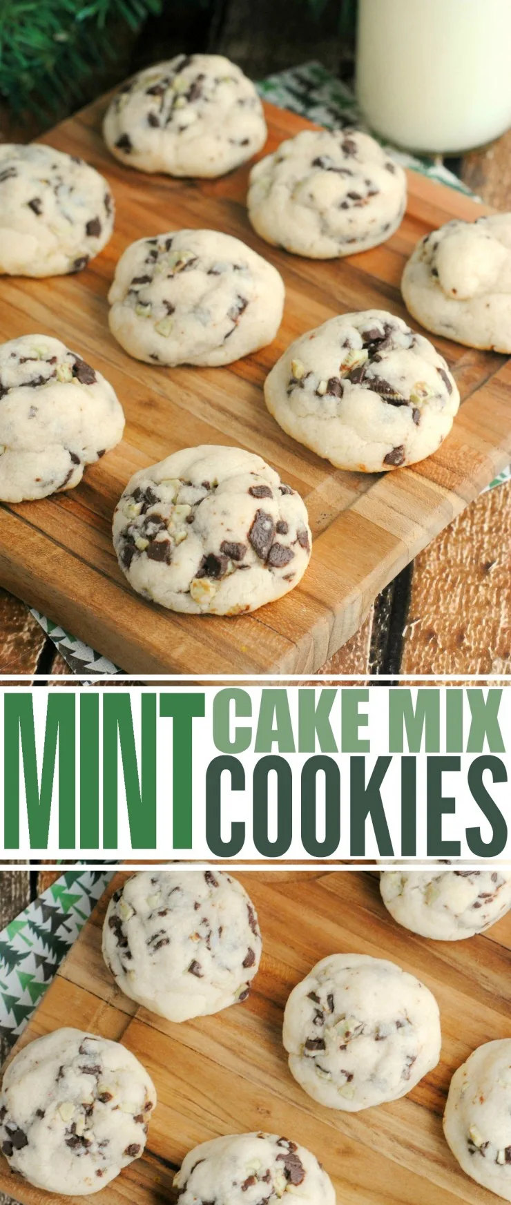 These Mint Cake Mix Cookies are an easy and delicious Christmas cookie made with cake mix and Andes mint baking bits.