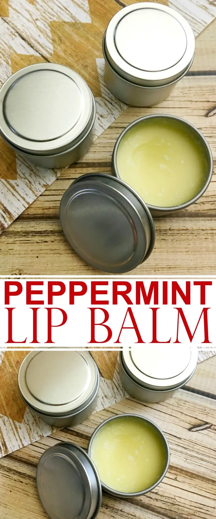 This DIY Peppermint Lip Balm is quick & easy and full of nourishing ingredients for healthy looking lips. This is a great homemade gift or diy stocking stuffer!