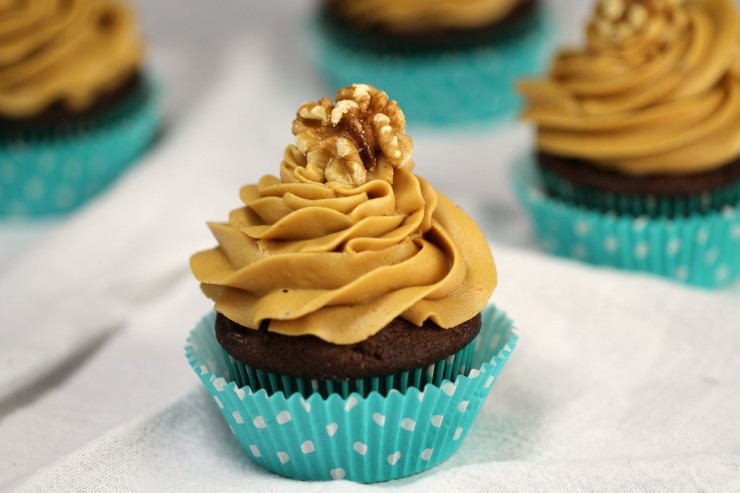 Chocolate Coffee and Walnut Cupcakes have a satisfying crunch with a subtle coffee flavour.