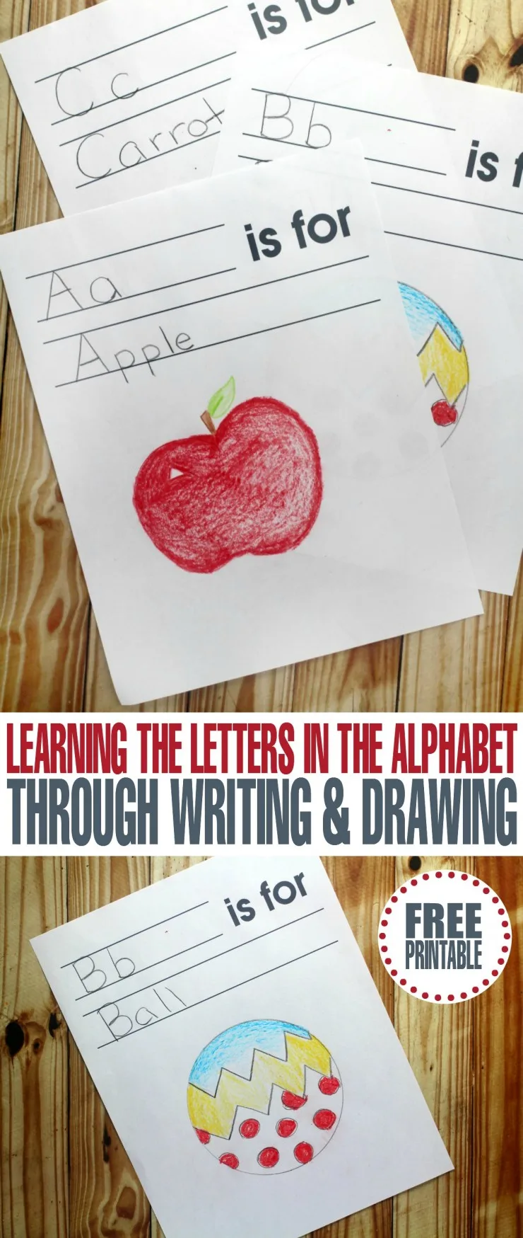Learning the Letters in the Alphabet Through Writing & Drawing - tips, tricks plus a fun free printable to help kids learn to write the alphabet!