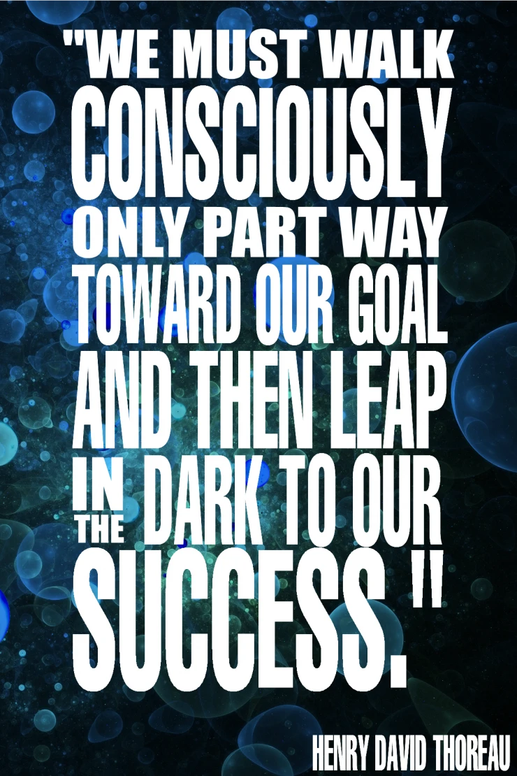 "We must walk consciously only part way toward our goal and then leap in the dark to our success." - Henry David Thoreau {17 Inspiring Quotes about Goals}