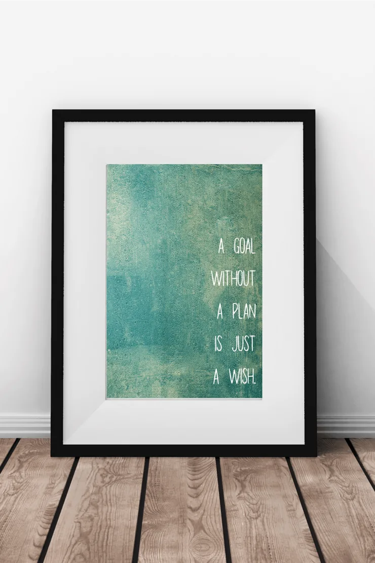 Free Inspirational Printable Wall Art featuring a "Goals" motivational quote.
